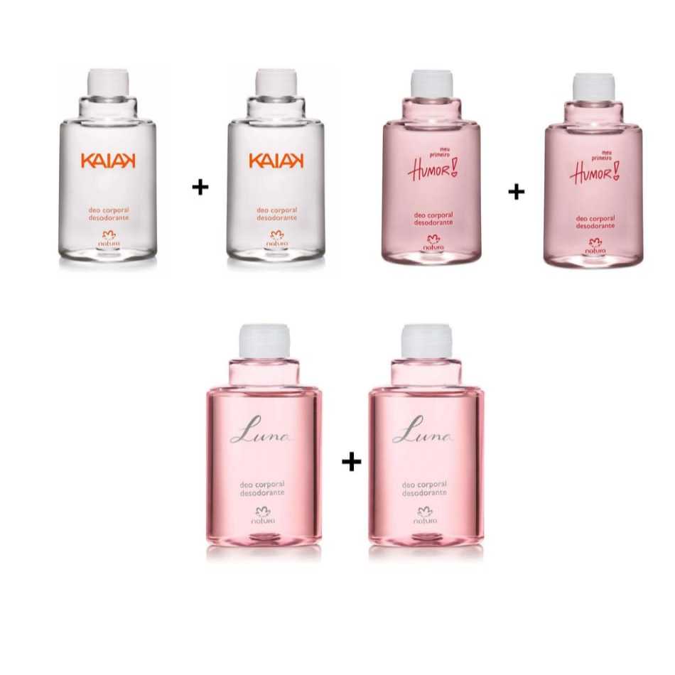 Combo 2 Refil Desodorante Deo Corporal Feminino Kaiak/Primeiro Humor/Luna 100ml - Natura
