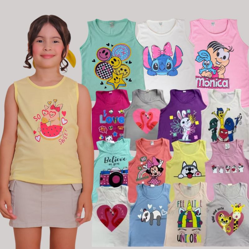 kit 5 Regata Infantil menina – Tamanhos 2, 4, 6 e 8 Anos em Oferta na Shopee