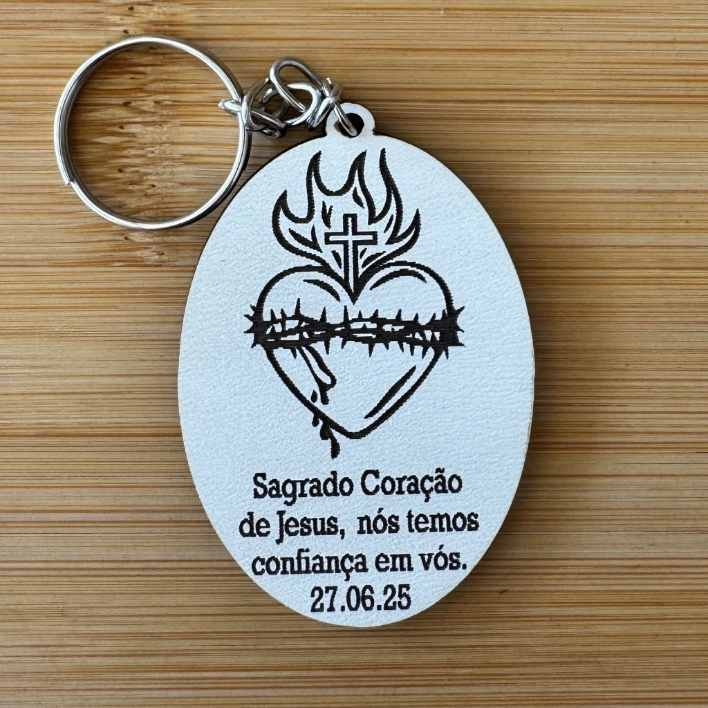 Kit Chaveiros Sagrado Coração de Jesus Personalizados MDF Evento Católico Devoção Personalizado MDF