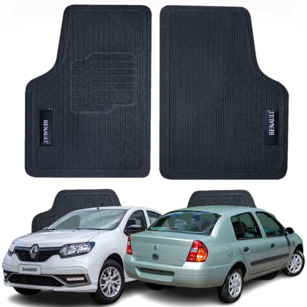 Jogo Completo 4P Tapete Modelo Universal Emborrachado Antiderrapante Flexível Pra Sandero Stepway