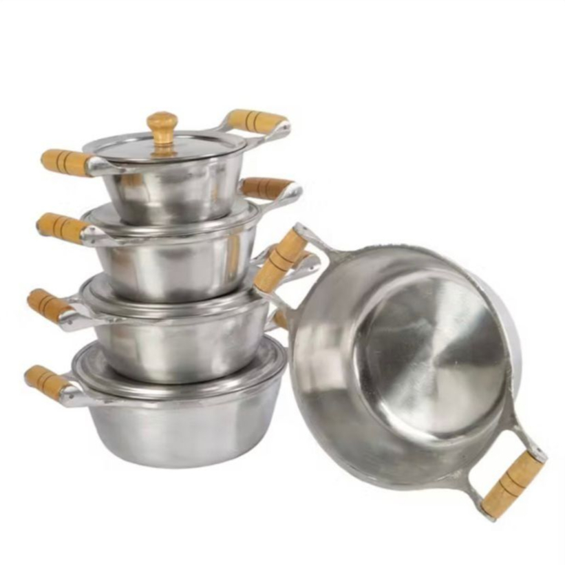 Jogo de Panela Aluminio Batido Conjunto kit Grosso 4 Peças Pegador de Madeira panela minas