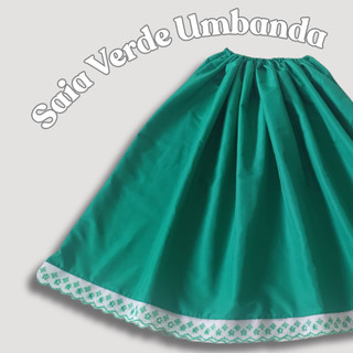ROUPA RELIGIOSA SAIA DE UMBANDA E CANDOMBLÉ VERDE CABOCLO SAIA DE RAÇÃO TECIDO MICROFIBRA 85CM ALTURA 2,5 DE RODA