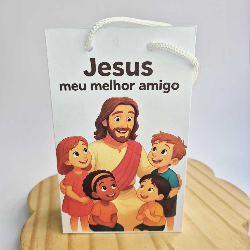 Kit Sacolinha JESUS AMIGO TAM.P Lembrancinha Surpresa de Festa Culto Infantil Dia das Crianças
