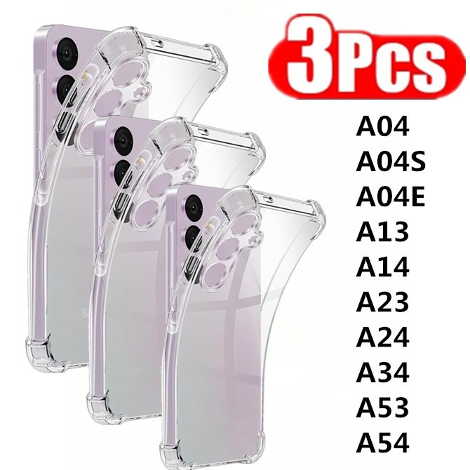 Kit 3 Capa Capinha Transparente Anti Impacto TPU Case Para Samsung Galaxy A04 A04S A04E A13  A14 A23 A24 A34 A53 A54 5G