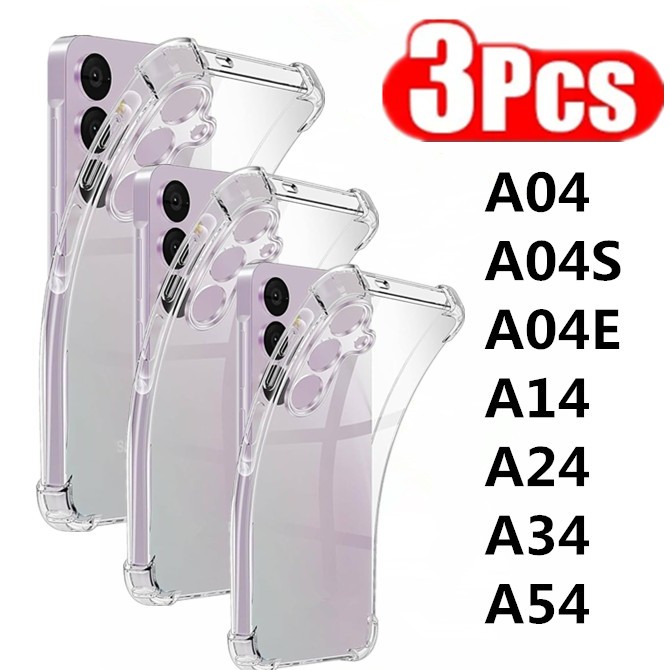Kit 3 Capa Capinha Transparente Anti Impacto TPU Case Para Samsung Galaxy A04 4G A04S A04E A14 A24 A34 A54 5G