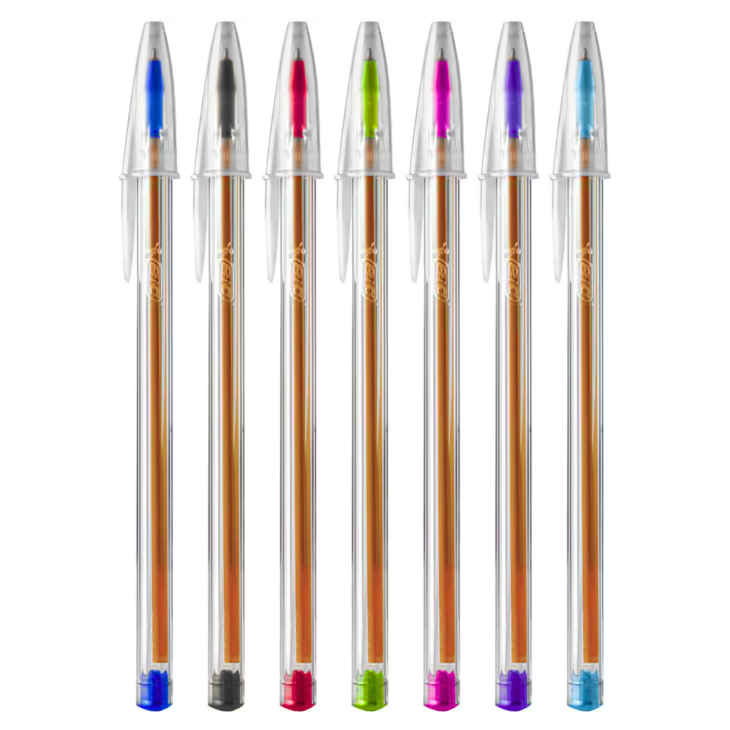 Kit Caneta Bic Cristal Fina Ponta 0.8mm Corpo Transparente Coloridas em Oferta na Shopee