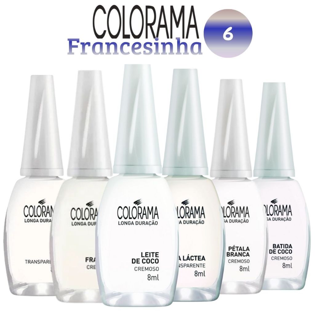 Colorama Kit com 6 Esmaltes em Branco para Francesinha na unhas - Manicure