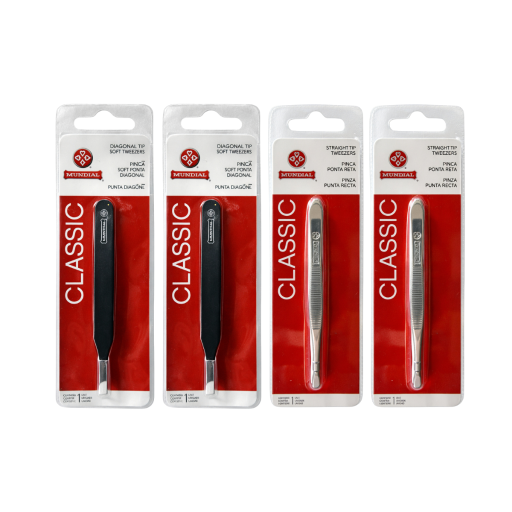 Kit Pinça Mundial Classic Reta 109BL I Diagonal Original 395BC Manicure Depilação