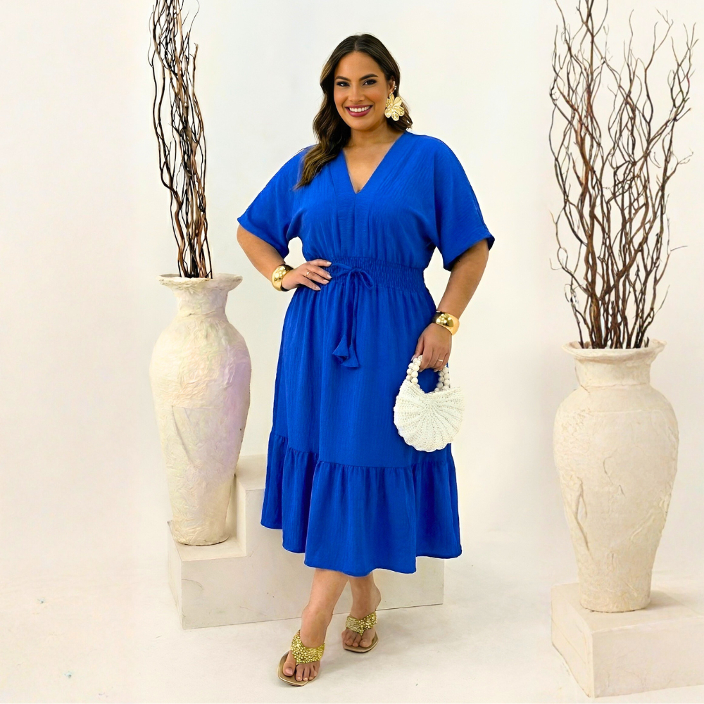 Vestido Plus Size Midi 48 ao 58 G1 G2 Feminino Curves Soltinho