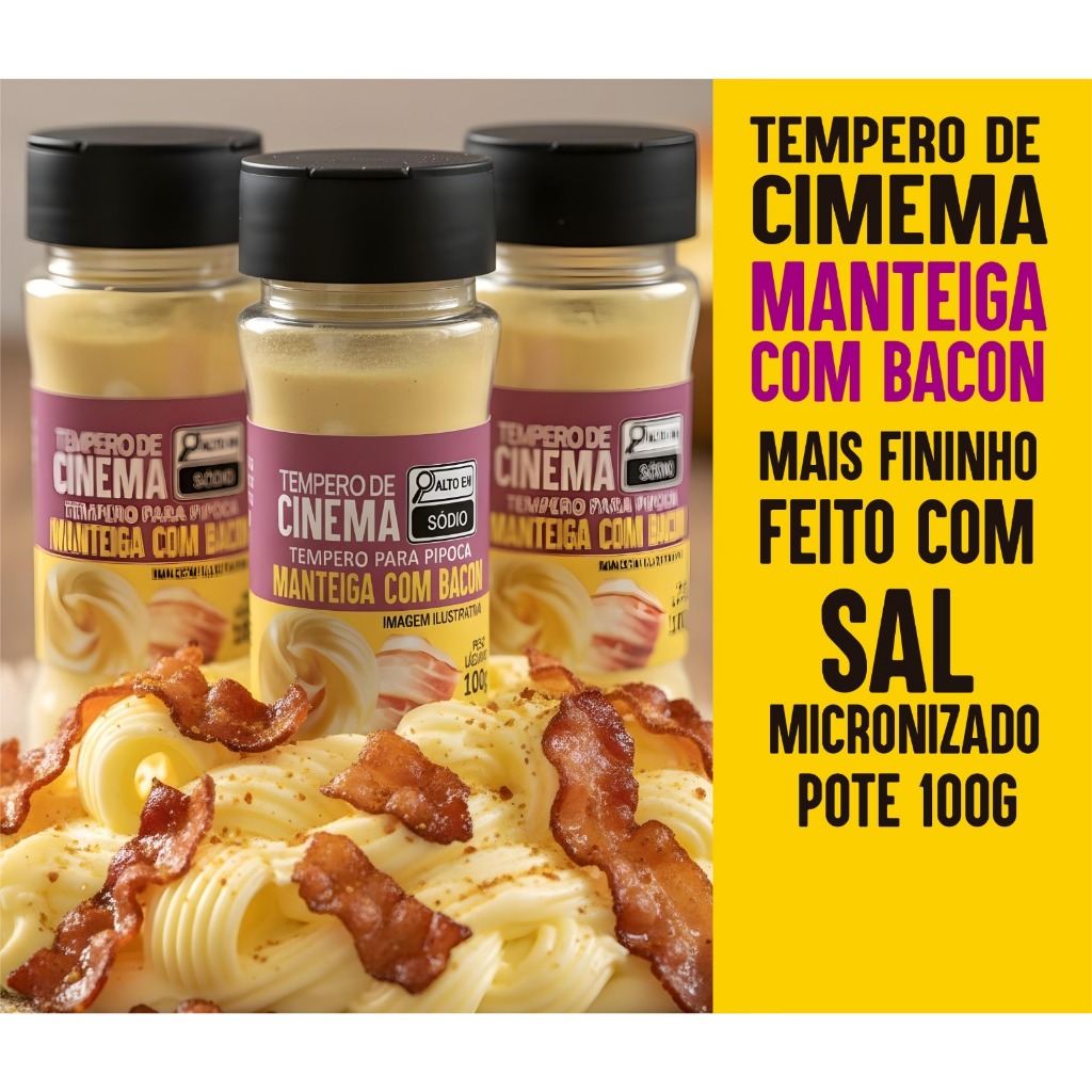 TEMPERO PARA PIPOCA MANTEIGA COM BACON POTE 100G em Oferta na Shopee