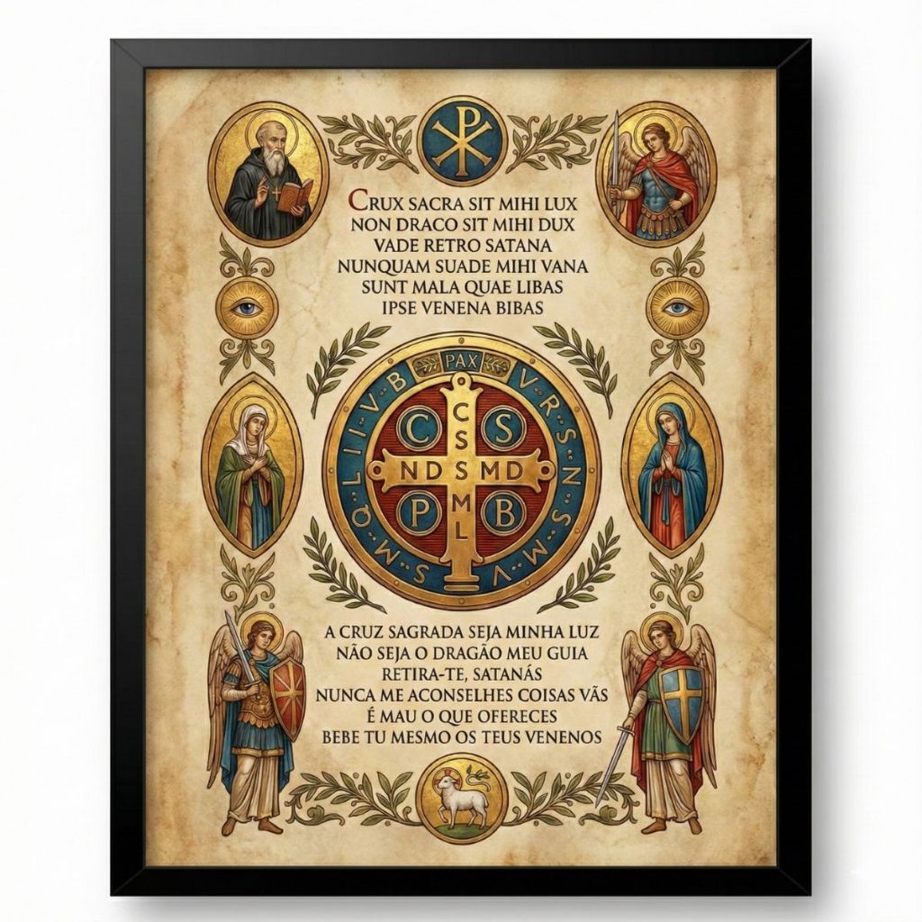 Quadro Placa Decorativa Poderosa Oração de São Bento Em Latim e Português em Oferta na Shopee