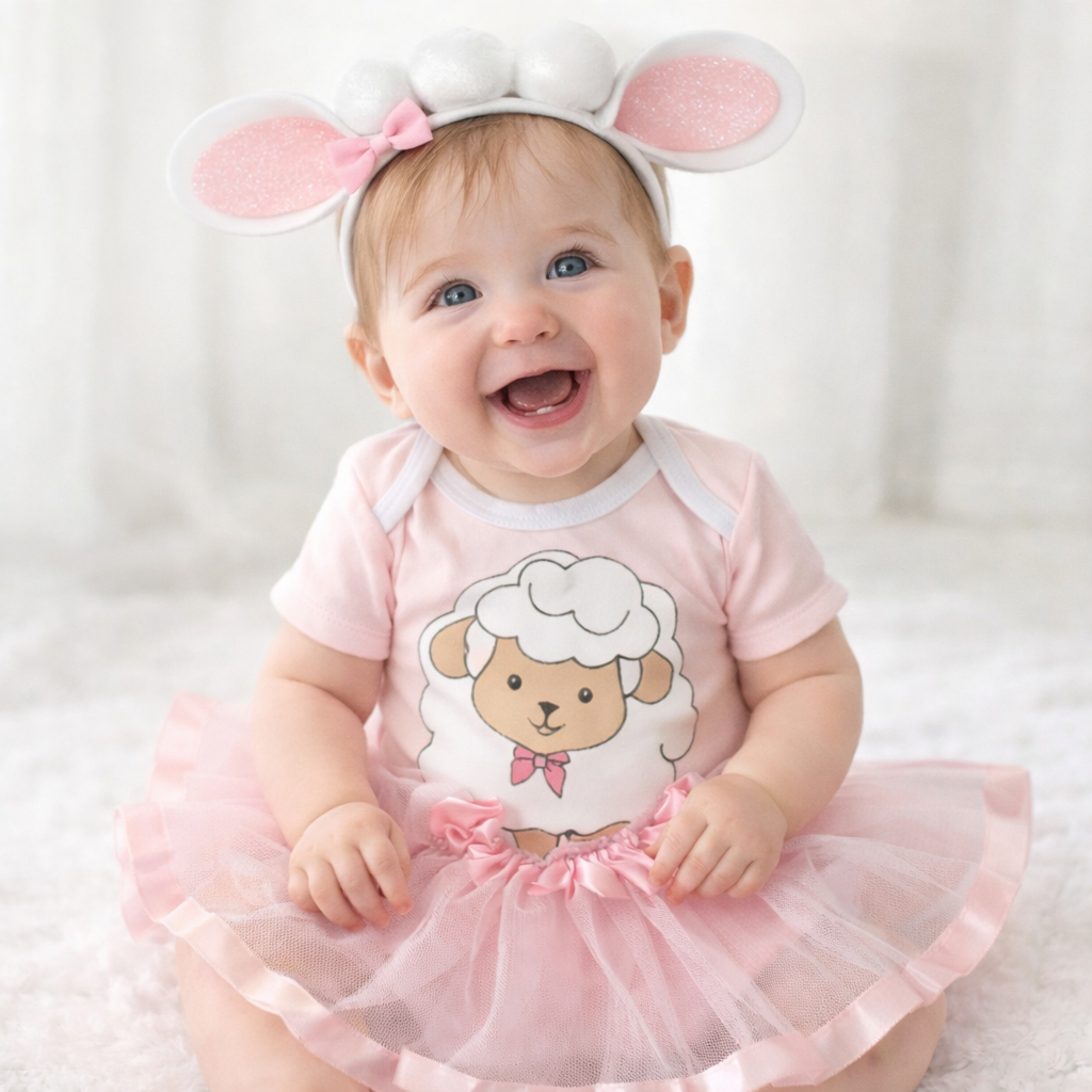 Kit Completo Body Bebê Ovelhinha Mesversário Bebê Ovelha Fantasia Infantil Roupa Menina em Oferta na Shopee