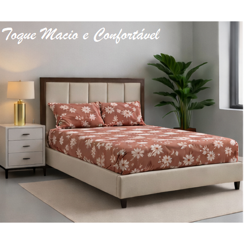 Jogo De Lençol Estampado  Micropercal Queen Casal  Solteiro Mini Cama