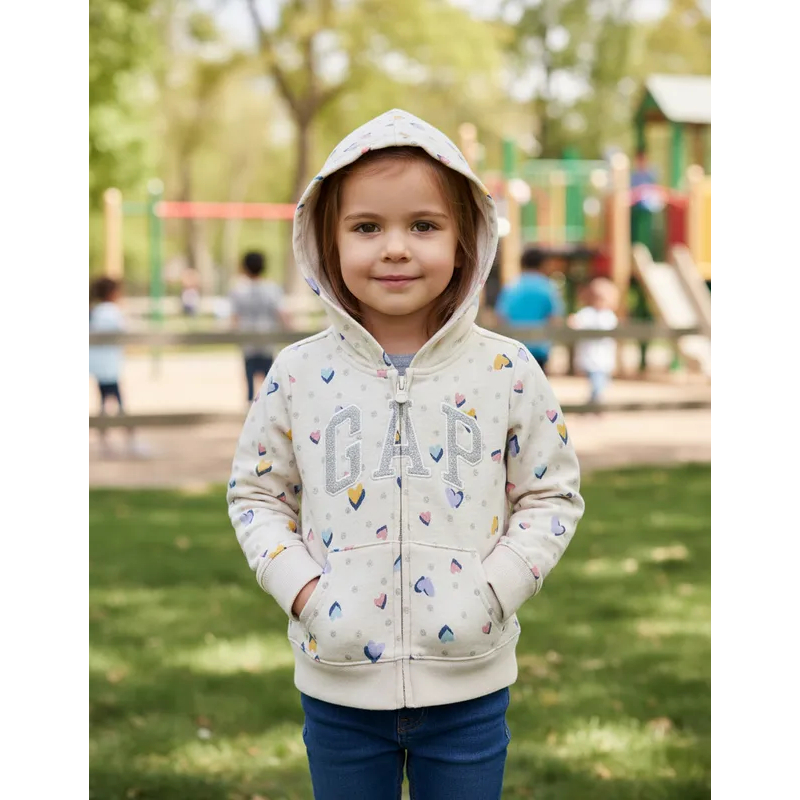 Linda Blusa Moletom com Zíper Corações GAP - Menina