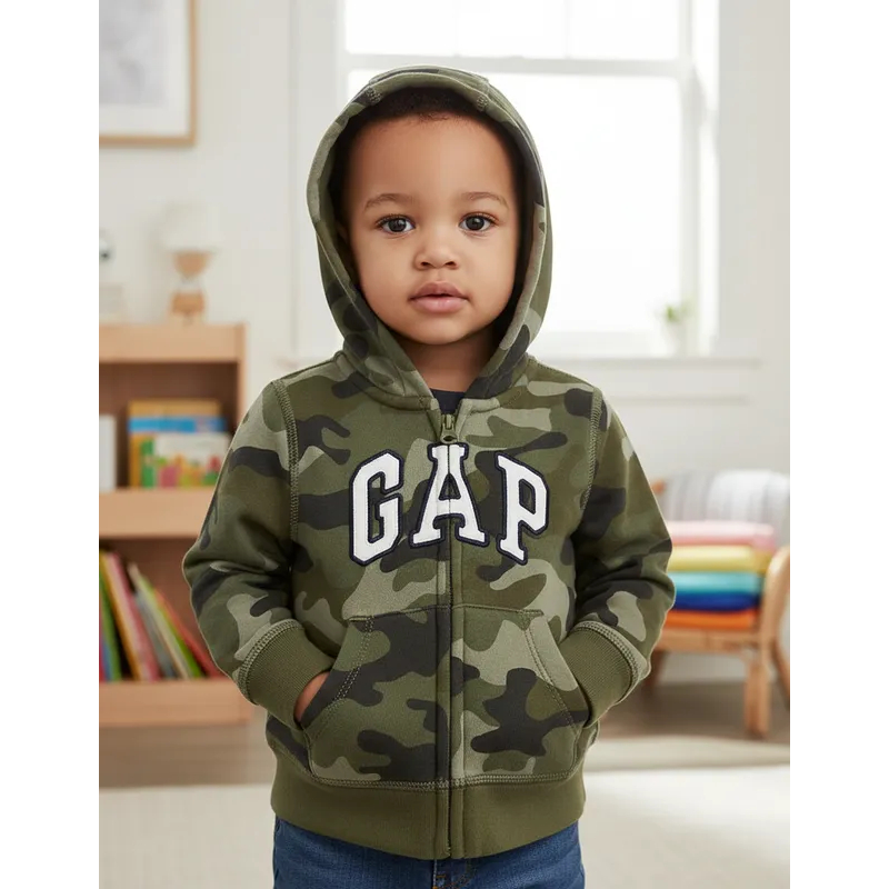 Linda Blusa Moletom com Zíper Militar GAP - Bebê Menino