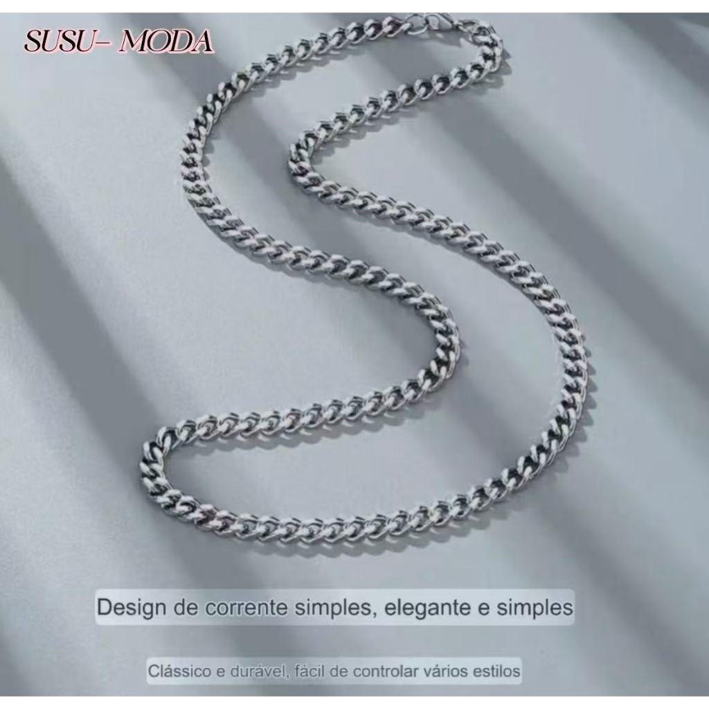 Colar Masculino Minimalista em Aço Inoxidável, Design de Elo Cubano. Presente de Fim de Ano para Ele. em Oferta na Shopee