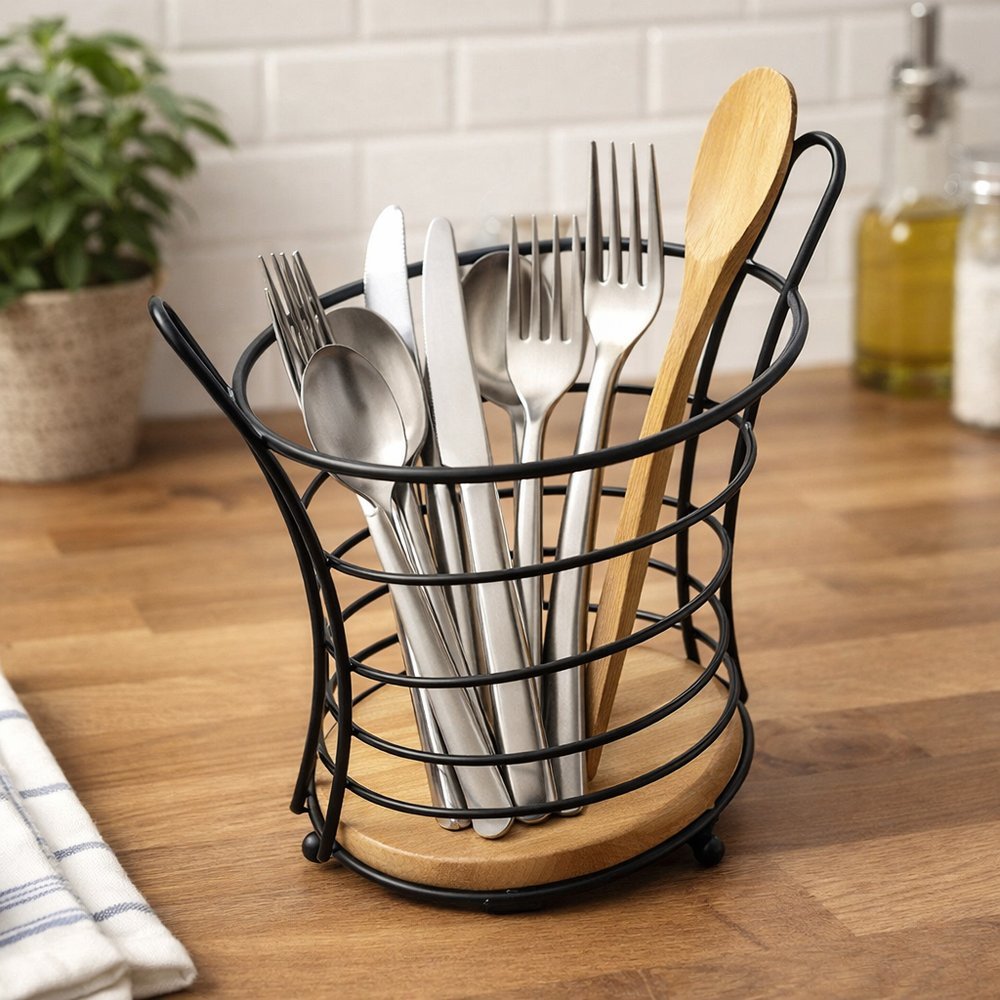 Suporte Talheres Aramado Ecowood Organizador Talher Porta Talheres Aramado Mesa  Aço Revestido