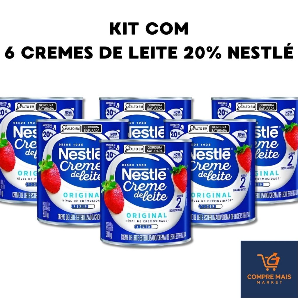 Kit 6 Cremes de Leite 20% Nestlé 300g | Cremoso, Original e Perfeito para Receitas