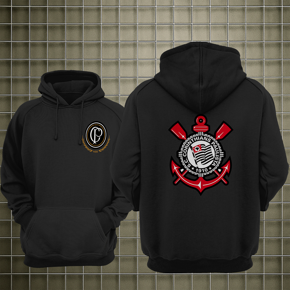 Blusa De Frio Estampada Time Corinthians Moletom Canguru Com Capuz Flanelado Masculina Unissex