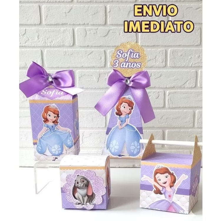Kit Caixinhas Personalizadas Lembrançinha Festa  Caixa Infantil Mimos Princesinha Sofia