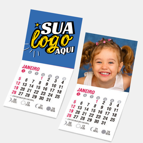 150  Mini Imã de Geladeira com Calendário 2027 5x10cm  Mimo para o Cliente  com a sua Logo