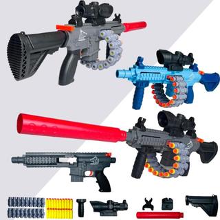 Brinquedo Lançador M16 Com Luneta Silenciador e Dardos Nerf Mira Telescópica e Dardos De Espuma Brinquedo Menino