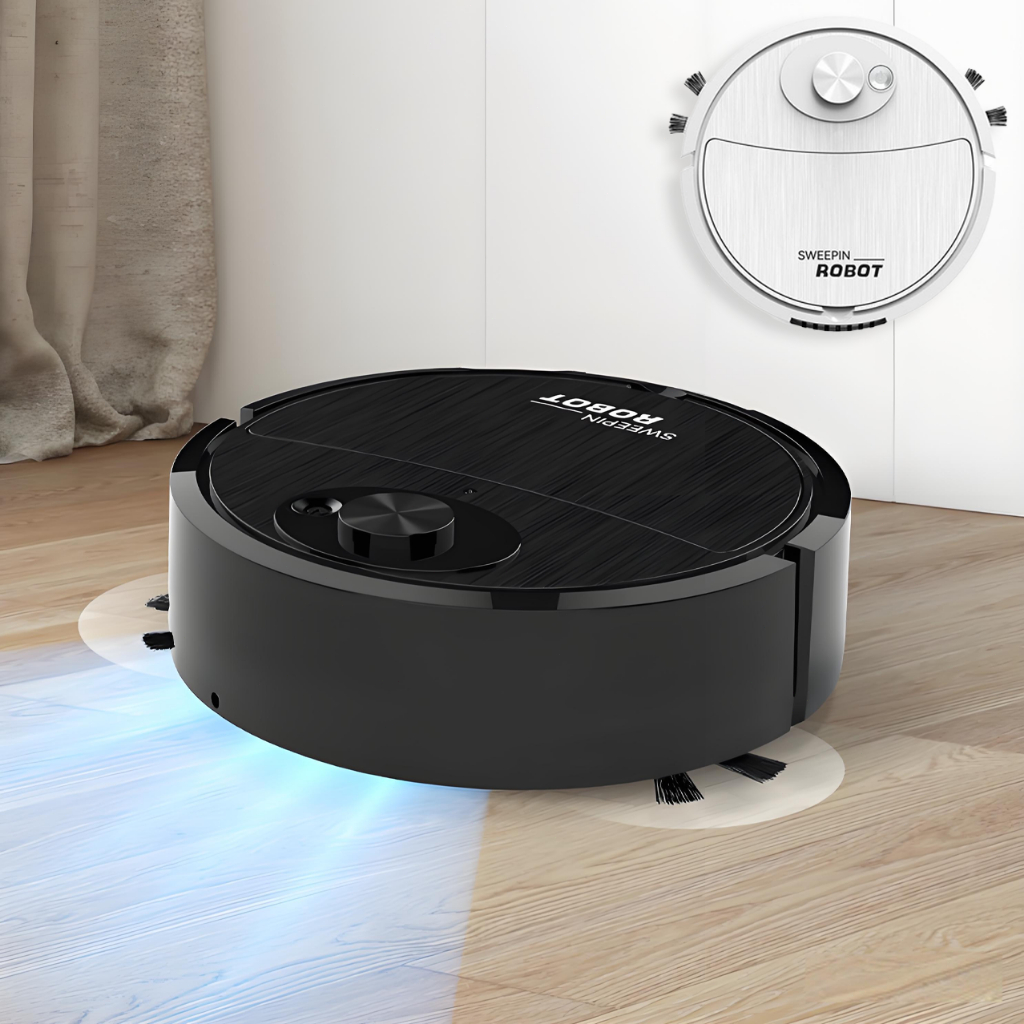 Robô Aspirador 3 em 1 Varre Aspira e Passa Pano Limpeza Automática Inteligente com Esterilização UV Silencioso -E4