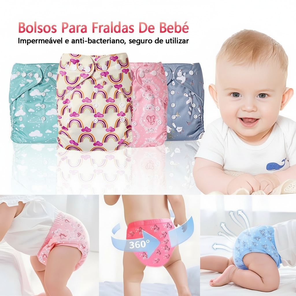 Fralda De Pano Reutilizável Impermeável Seco Macia E Agradável À Pele Respirável Lavável BA28 em Oferta na Shopee