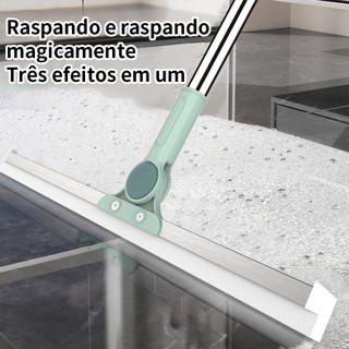 Rodo de Silicone Multiuso 2 em 1 Vassoura e Limpador de Vidros para Uso Seco e Molhado