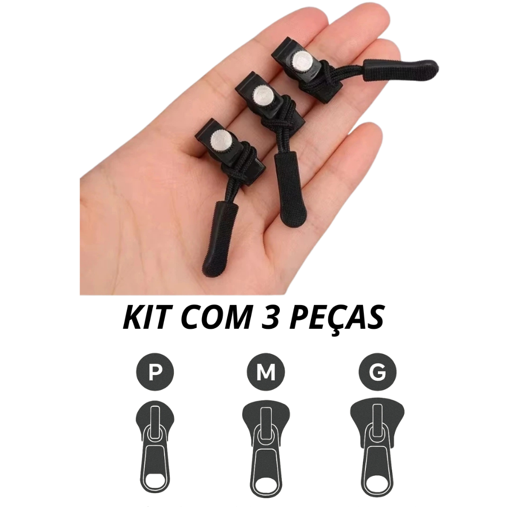 ziper concerto rapido para bolsas mochilas blusas kit com 3 em Oferta na Shopee