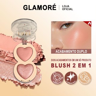 Blush Duo 2 em 1 Miss Romantic | Blush + Iluminador | Brilho Natural em Oferta na Shopee