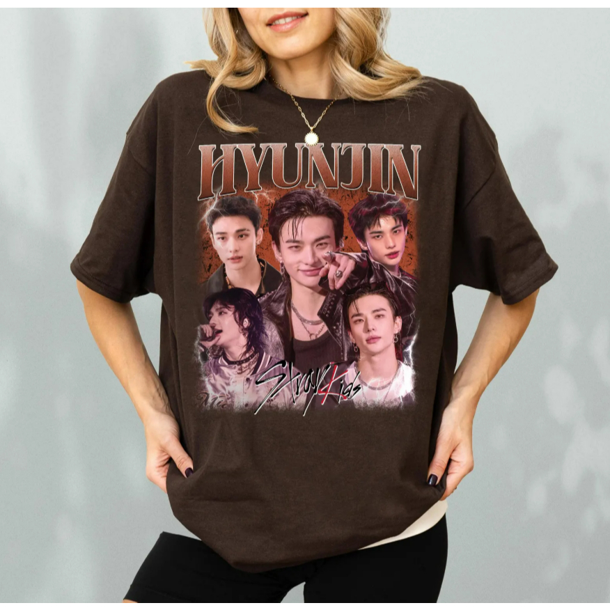 Camiseta Camisa Blusa Algodão Hyunjin Kpop Banda em Oferta na Shopee