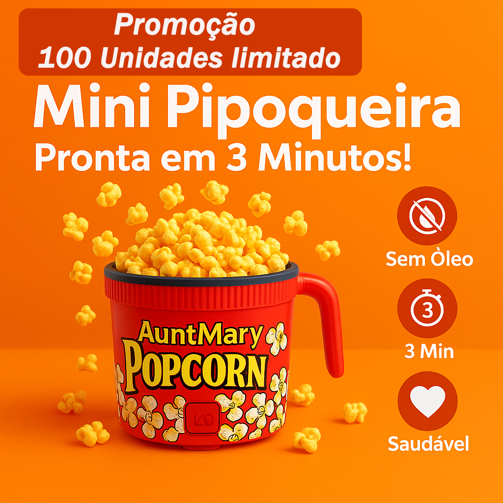 【Promoção】Pipoqueira Elétrica Ar Quente Máquina Fazer Pipoca – 3 Minutos Sem Óleo Prático – 220V