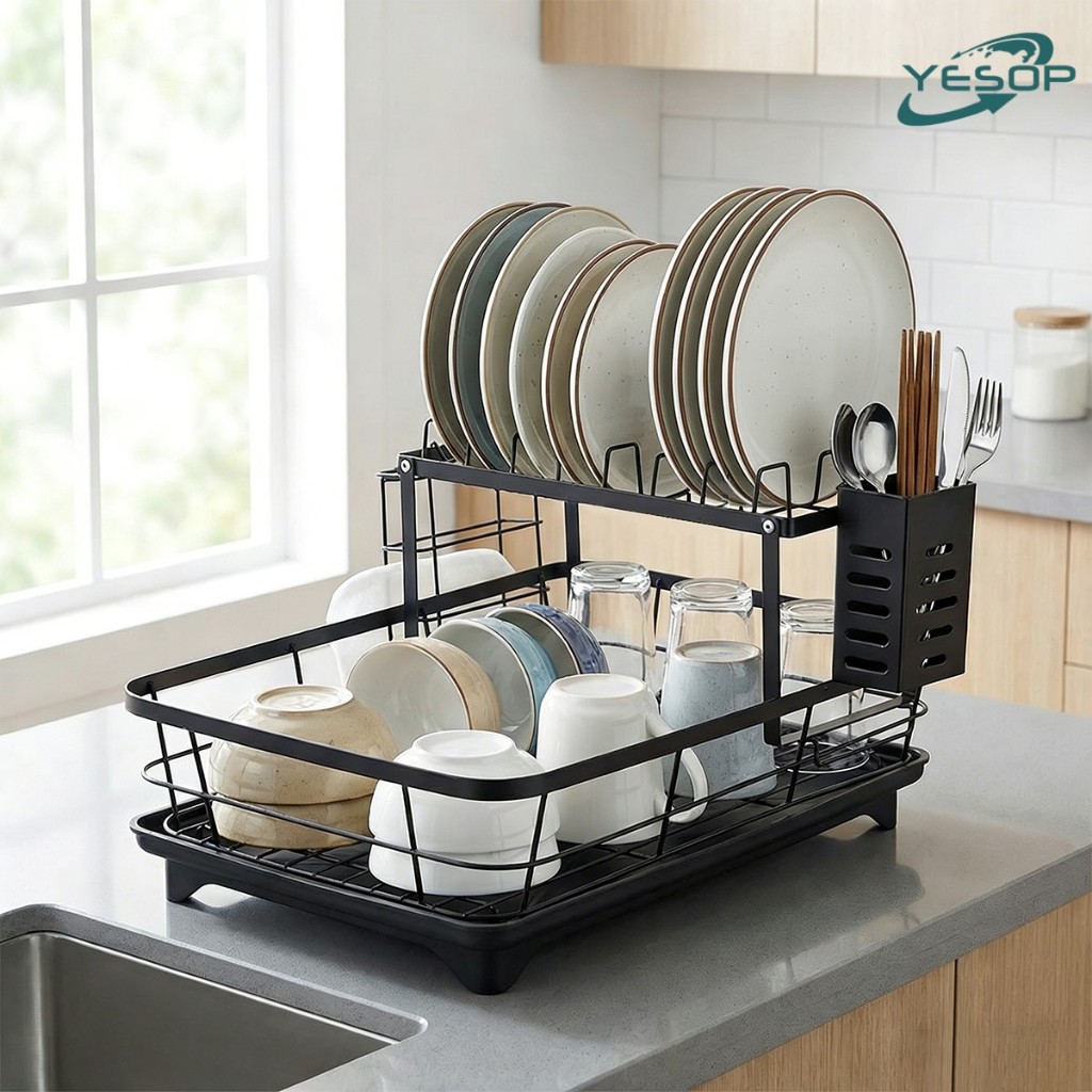 Escorredor de Louças Rack Aço Carbono Organizador Preto Yesop em Oferta na Shopee