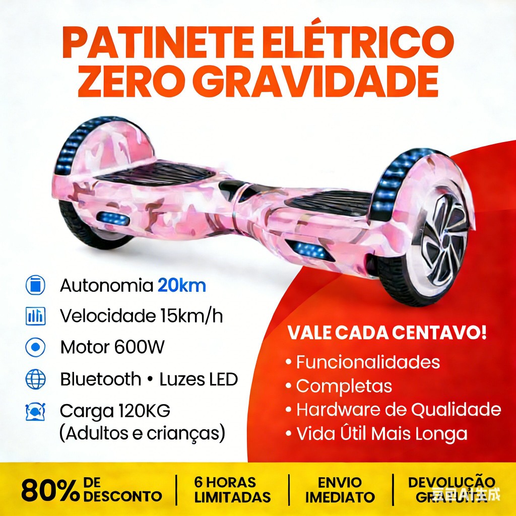 Hoverboard LED Skate Eletrico Vem com Bluetooth Hoverboard Infantil 6.5"/8" | Presente Perfeito para Crianças