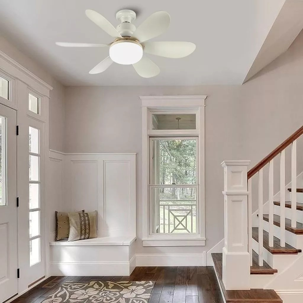 Ventilador Teto PRO 60W Super LED Lâmpada E27 Controle Remoto Luminária Economica de Energia 6 lâminas Bivolt