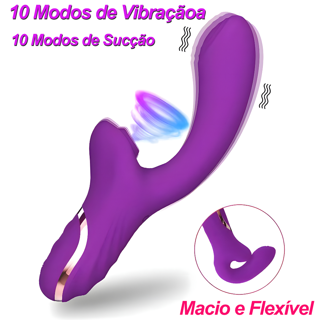 【Promoção Relâmpago】Vibrador Duplo 10 Modos de Vibração e Sucção · Silicone Macio · USB Magnético em Oferta na Shopee
