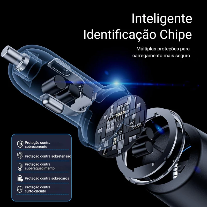 Carregador Veicular Turbo 3 Portes com 2 Tipo C e 1 USB — foto 5