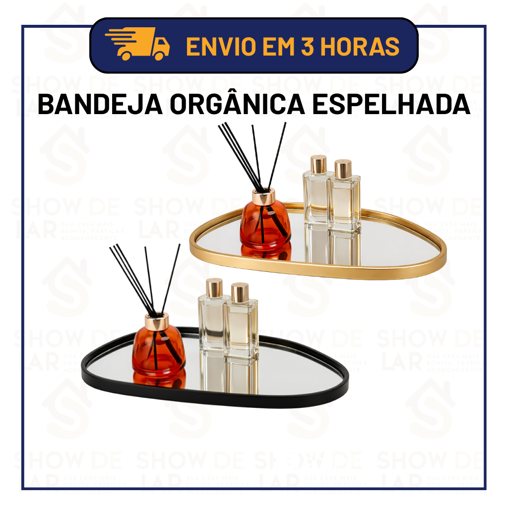 Bandeja Orgânica Espelhada Decorativa  Multiuso Banheiro Sala Bar