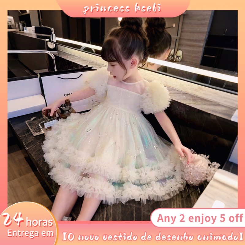 PEINCESSKESLI Vestido de princesa damasco para meninas de 1 a 10 anos, vestido de festa de aniversário