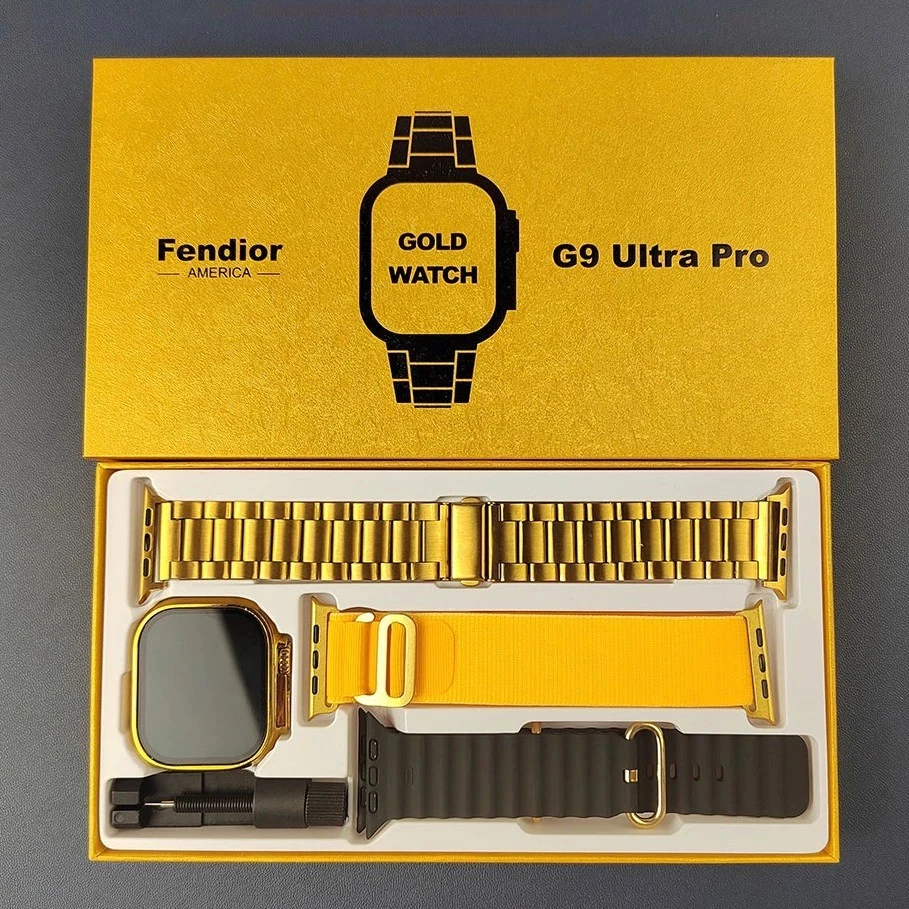 2026 G9 Ultra Pro Max 49MM Dourado relógio inteligente senhora impermeável sem fio carregamento BT chamada calculadora