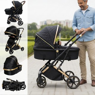 Carrinho de Bebê Berço Moisés Passeio 15kg Travel System 3 em 1 Berço Reclinável e Assento Ajustável