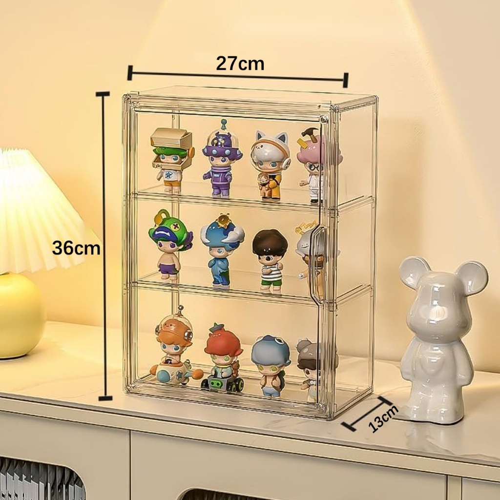 Caixa de Armazenamento Maquiagem Acrílico para Parede com Tampa  à Prova de Poeira 2 Divisórias Móveis em Oferta na Shopee