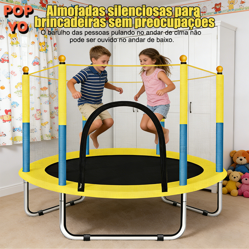 Cama Elástica 55” com Rede de Proteção – Trampolim Infantil e Adulto 120kg para Uso Interno e Externo 3+ | POPYO