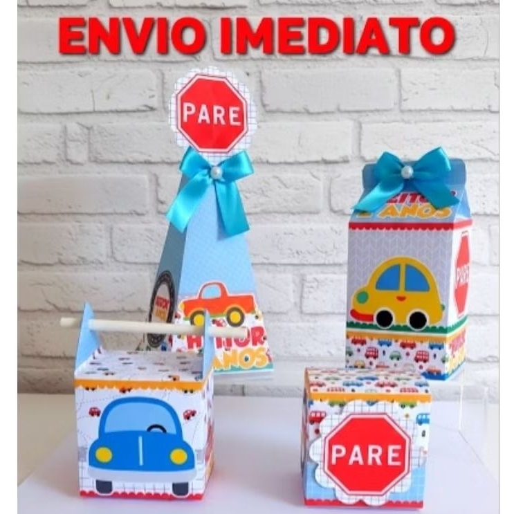 Kit Caixinhas Personalizadas Carrinhos Menino Lembrançinha Festa