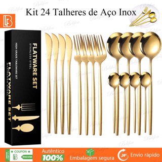 Kit 24 Talheres de Aço Inox Garfo Colher Faca Colher De Mesa para Uso em Casa, Restaurantes conjunto de talheres em Oferta na Shopee