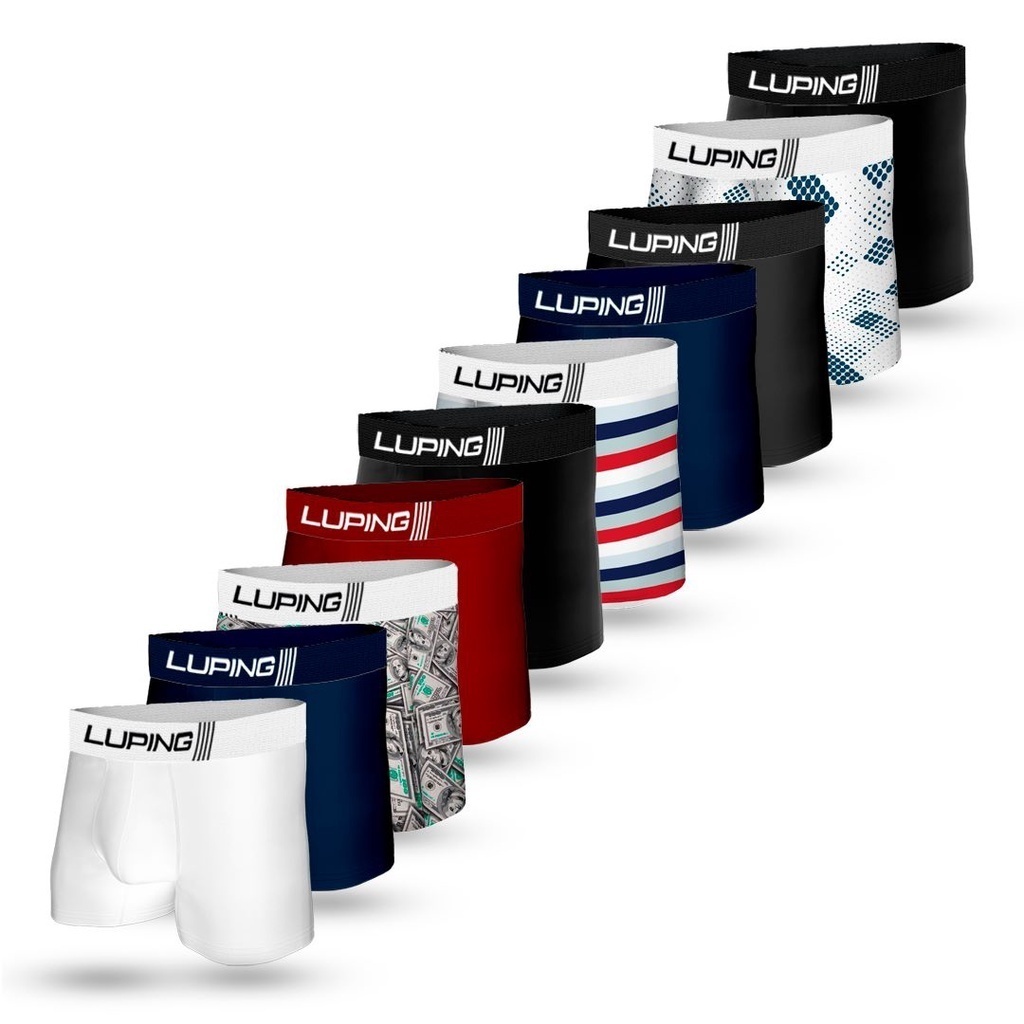 Kit 10, 5 Cuecas Masculina Adulto Microfibra Boxer Forro 100% de Algodão Lisa Estampada Confortável em Oferta na Shopee