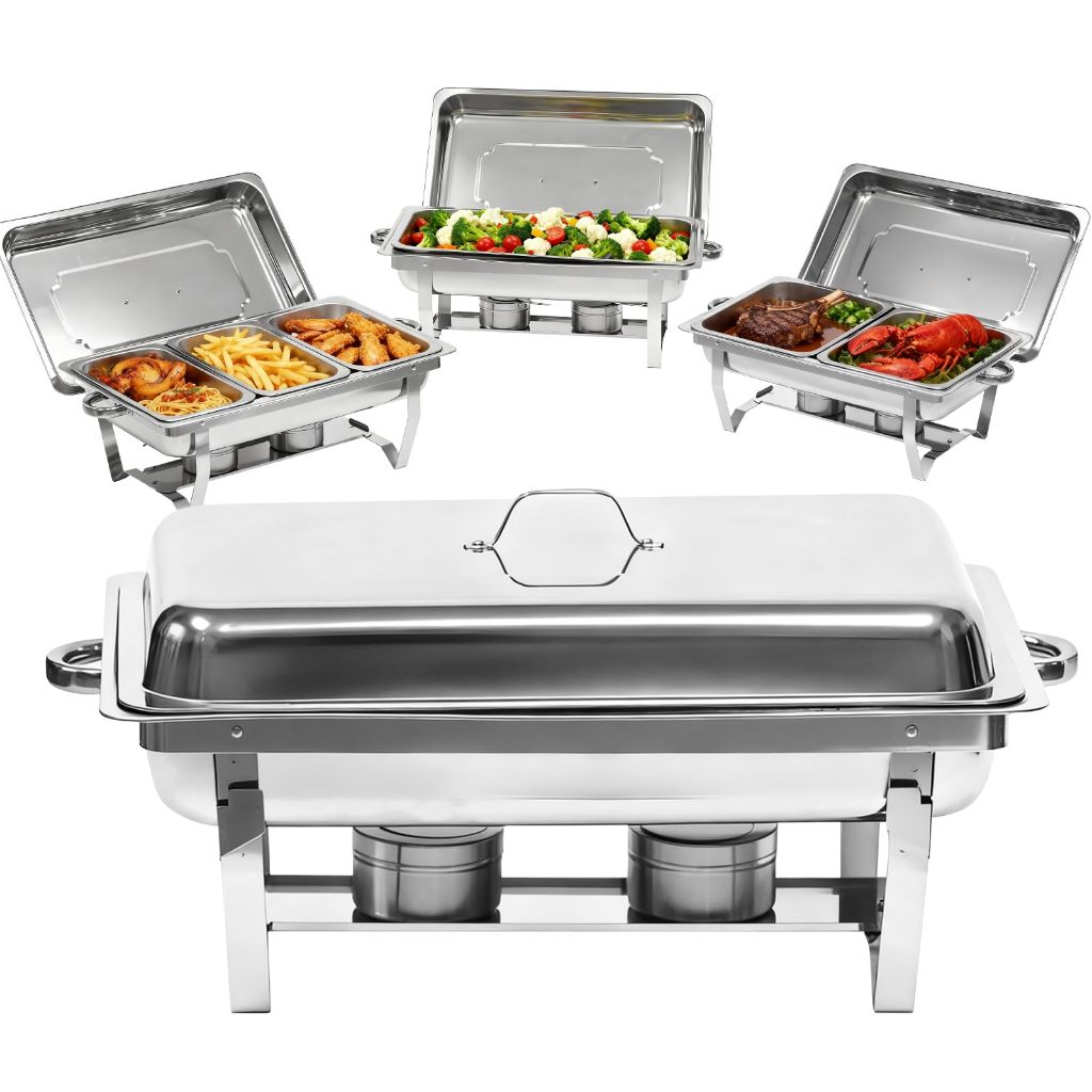 Imagem Rechaud Inox 12 Litros 1/3 Panelas Banho Maria 3 Cubas Buffet