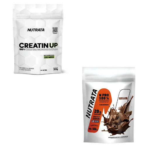 Kit Whey Nutrata NPRO 900g e Creatina 100% Nutrata Refil 300g Whey 100% + Creatina 100%