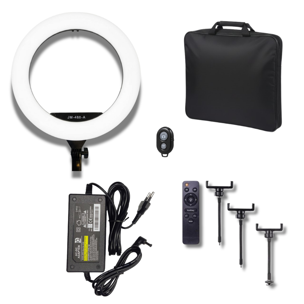 Ring Light 18 Polegadas 46 cm profissional e 3 suportes de celular Ring Light Iluminador